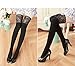 Zelta Women's Lace Top Over the Knee Socks Stocking Knee-High Hosiery Soft Cotton (Black)