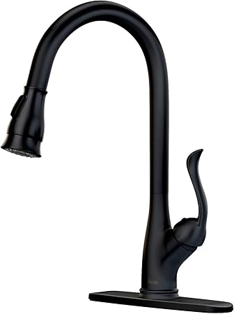 Appaso Pull Down Kitchen Faucet With Sprayer Matte Black High Arc Modern Single Handle Put Out Kitchen Sink Faucets With Deck Plate 157mb Amazon Com