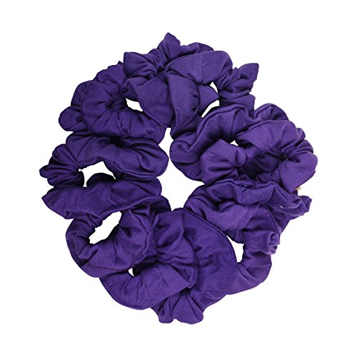 12 Pack Solid Hair Ties Scrunchies (Purple)