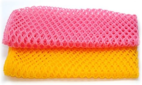 ZOMBIE-WORKERS Dish Washing Net Cloths / Scourer - 100% Odor Free / Quick Dry - No More Sponges with Mildew Smell - Perfect Scrubber for Washing Dishes - 11 by 11 inches - 2PCS - Pink/Yellow ☆ Outlasts 7+ Kitchen Sponge or Cotton Rags with No Mildew Smell ☆