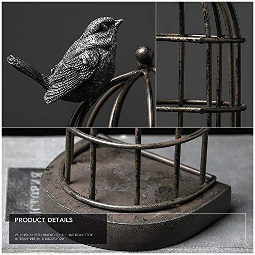 Desktop Decoration Metal Bookends , Shelves Retro Birdcage Handicrafts,Office Or Study Room Home Shelf Decorative