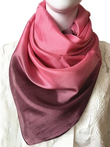 Nita J&amp;K Women's 100% Voile Silk Feeling Gradient Large Square Scarf 35.43in X 35.43in (Red)