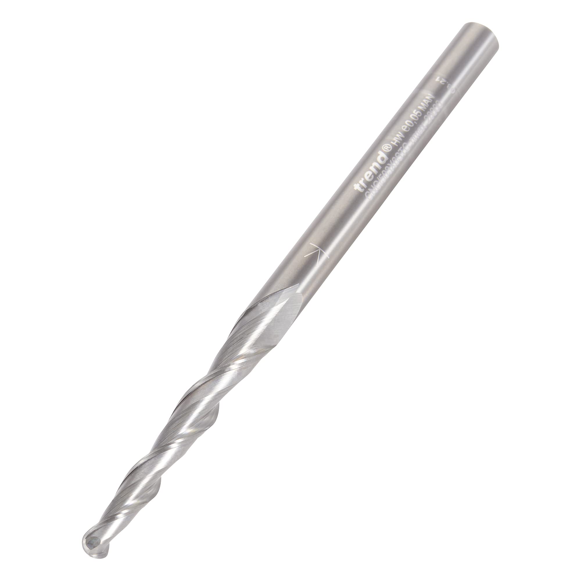 Trend CNC Tapered Ball Router Cutter, 6mm Shank, 2mm Radius, 40mm Cut Length, Solid Tungsten Carbide, CNC/503X6STC
