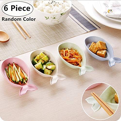 6 Pack Multipurpose Fish Shape Seasoning Sauce Dishes, Magnolora Small Appetizer Plates Dipping dish Dinnerware Set - Saucer for Vinegar/Salad/Soy Sauce/Wasabi/Chili Oil