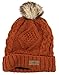 ANGELA & WILLIAM Women's Faux Fur Pompom Fleece Lined Knitted Slouchy Beanie Hat - Rust
