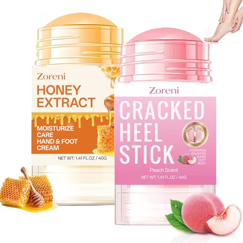 Zoreni 2pcs Hydrating and Anti-Cracking Foot Cream, 2025 Cracked Heel Stick,Foot Cream for Dry Cracked Heels and Feet Women or Men(Peach and Honey)