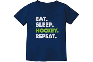 Tstars Eat Sleep Hockey Repeat Shirt for Kids - Youth Gift Tee for Boys, Girls & Young Players