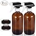 Olilia 16 oz Amber Glass Spray Bottles 2 Pack, with Mist and Stream Setting Sprayer Top, Chalkboard Labels