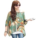 HP95(TM) Women's Bohemian Style Batwing Sleeve Chiffon Beach Loose Shirt
