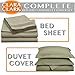 Clara Clark Complete 7 Piece Bed Sheet and Duvet Cover Set, King Size, Sage Green