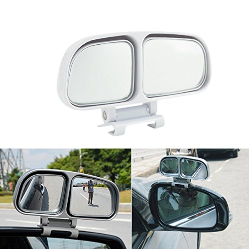 Car Auxiliary Right Chrome Blind Spot Mirror, ECLEAR Universal Rear Side 360°Wide Angle View Mirrors for Vehicle Suv Truck Motorcycle Fit Stick-on Design 1 Piece,White - Thumbnail 6