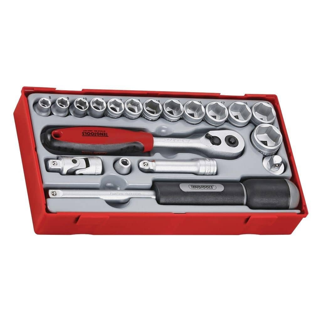 Teng TT3819 3/8-inch Reg Metric Socket Set Drive (19 Pieces)