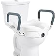 VEVOR Raised Toilet Seat, 5" Height Raised, 350 lbs Weight Capacity, for Round and Elongated Toilet, Twist Lock Installation,19.1" - 21.7" Adjustable Width, for Elderly, Handicap, Patient, Pregnant, M