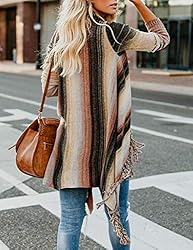 Relipop Women's Cardigans Open Front Color Stripe