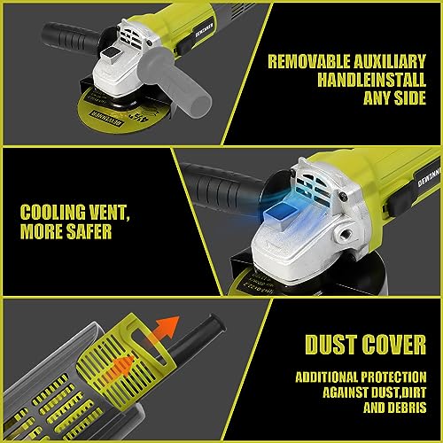 DEWINNER Angle Grinder tool 850W, 12000RPM Grinders Power Tools with Disc 115mm+ 6 Discs & Side Handle & Glove, Adjustable Pin, Cutting Grinding Polishing 220-240 V, Compact Design, Easy Storage