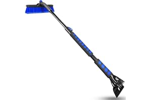 Auccutro Ice Scraper Snow Brush for Car Windshield, 111cm Extendable Snow Removal Tool Car Brush with Comfortable Foam Grip a