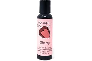 Hooker Lips Cherry Lickable Body Oil. Made in Canada. Edible Flavoured Massage Oil. 60 ml.