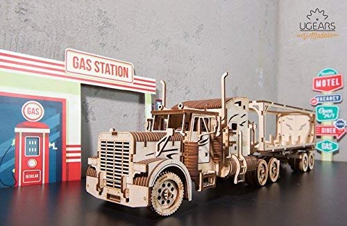 UGEARS VM-03 Heavy Truck + Trailer Lot 2 Mechanical Wooden 3D Puzzle