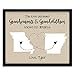 CANARY ROAD Grandparent Two State Print | Personalized Grandparent Sign | Grandparent Map | Gifts for Grandparents | Long Distance Grandparent Gift