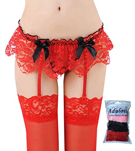 Adulove Garter Belt, Women's 4-Pack Suspender Belt Set with Straps and Clips for Stockings - Thumbnail 4