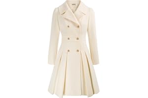 GRACE KARIN 2024 Women's Fashion Trench Coat Notch Lapel Double Breasted Thick A Line Pea Coats Jacket with Pockets(S-2XL)