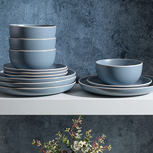 Gibson Home Rockaway Round Stoneware Dinnerware Set, Service for 4