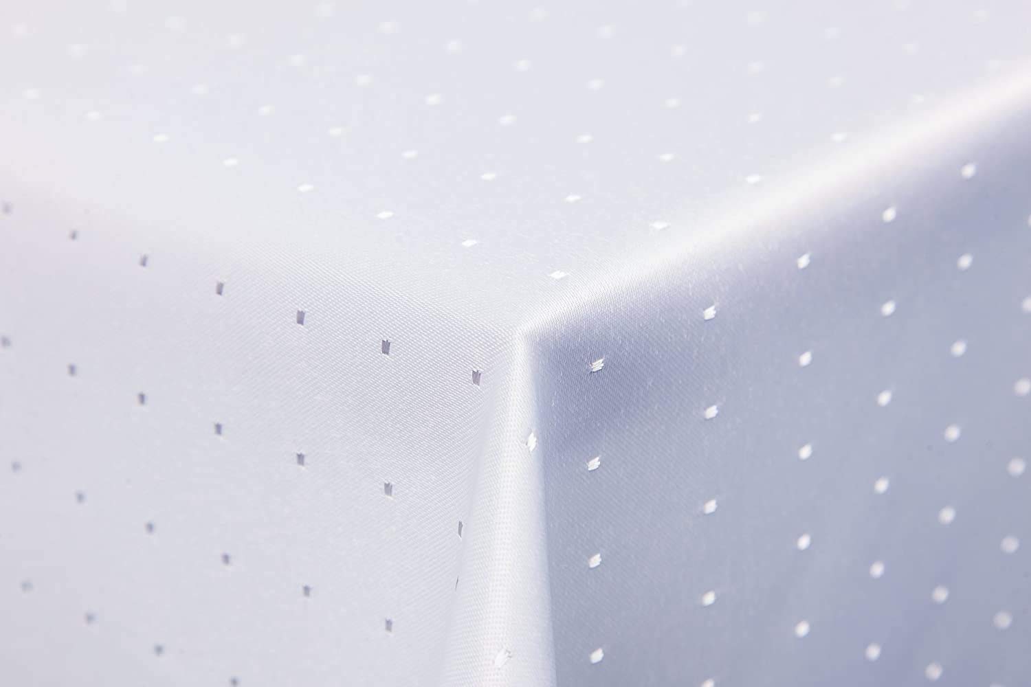 Punkte Dots damask tablecloth square 130x340 from First-Tex *white*