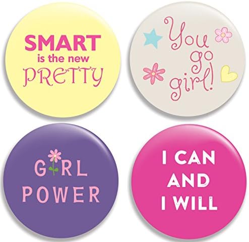 Great North American Button EmporiumGirl Power Colorful Pinback Buttons/Pins - 2.25 inches - set of 4
