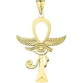 Dazzling 14k Gold Ankh Cross with Eye of Horus Pendant