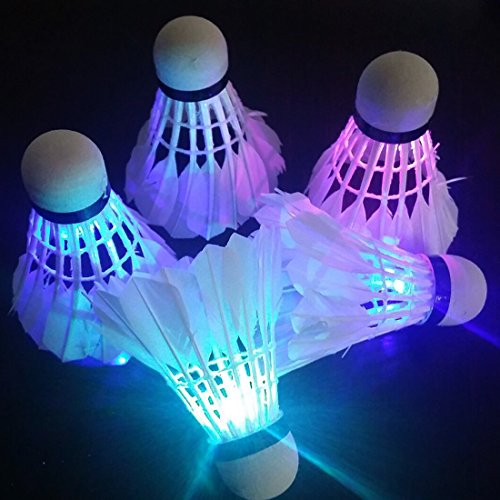 Bringsine 4pcs LED Badminton Shuttlecock Dark Night Glow Birdies Lighting for Indoor Sports Activities-Color