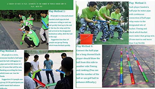KRISMYA Pipeline Team Building Games,Pipeline Kit Group Games,Ice Breaker,Pipeline Challenge, Field Day Games(10 Half-Pipe,3 Golf Ball,3 Table Tennis Ball,1 Storage Bag,1 Cup)