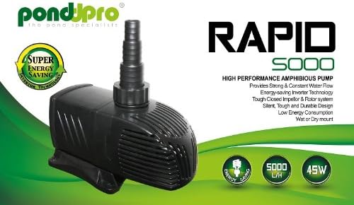 PONDPRO RAPID ECO FISH POND PUMP OR SUBMERSIBLE WATER KOI PUMPS ECO LOW WATTAGE (PDP02 - 5000L/H RAPID POND PUMP)