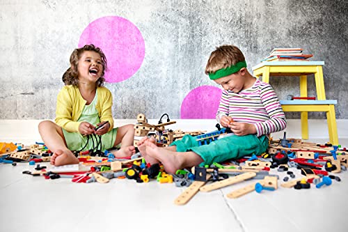 Brio Builder 34587 - Builder Construction Set - 136-Piece Construction Set STEM Toy with Wood and Plastic Pieces for Kids Age 3 and Up