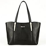 BOSTANTEN Women Leather Handbag Designer Tote Purse Shoulder Top-handle Bags Black
