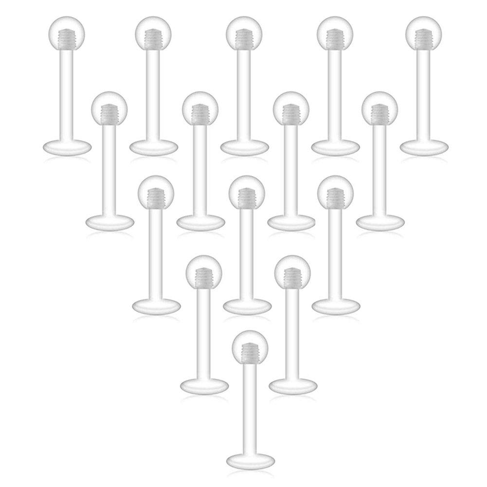 10pcs Clear Flexible Acrylic Labret Lip Ring Tragus Helix Cartilage Stud Barbell 1.2mm Piercing Jewelry