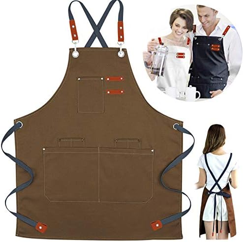 エプロン カフェエプロン ワークエプロン 前掛けエプロン H型 女性用 男性用作業エプロン ポケット付き シワになりにくい かわいい おしゃれ アウトドア 保育士 ４色 (カーキ)