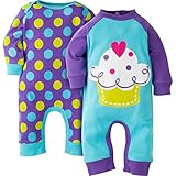 Gerber Girls' 2 Pack Coverall, Cupcake, 12 Months