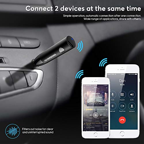 Mini Bluetooth Receiver for HiFi, Bluetooth Audio Adapter 3.5mm Aux Input Jack Receiver for Streaming Music from Old Car Home Radio Headphones Speakers Stereo Systems (Black)