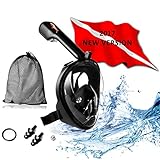 full face snorkel mask 180° Face Snorkeling Detachable GoPro snorkel set Mount Pivot Arm Earplug Large full face snorkel View Easy Breath Dry Top Set Anti fog Anti leak for Adults Youth dry snorkel