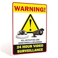 Malkan Signs Warning 24 Hour Video Surveillance Sign 14x10 Rust Free PVC, UV Printed, Easy to Mount Weather Resistant Long Lasting Ink, 0030SA