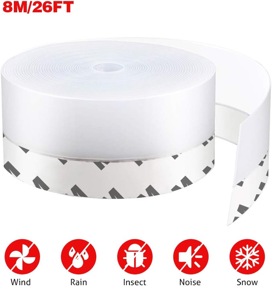 Silicone Seal Strip,8M/26ft Door Strip Bottom for Doors Silicone Sealing Sticker Adhesive for Doors and Windows Gaps of Anti-Collision Silicone (45MM, Transparent)