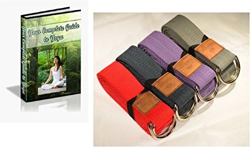 Yoga Strap by DynActive- 10-Foot, 8-Foot, 6-Foot Long, 1.5 Inch Wide, Durable Thick Organic Cotton,, Free "Your Complete Guide To Yoga" E-book