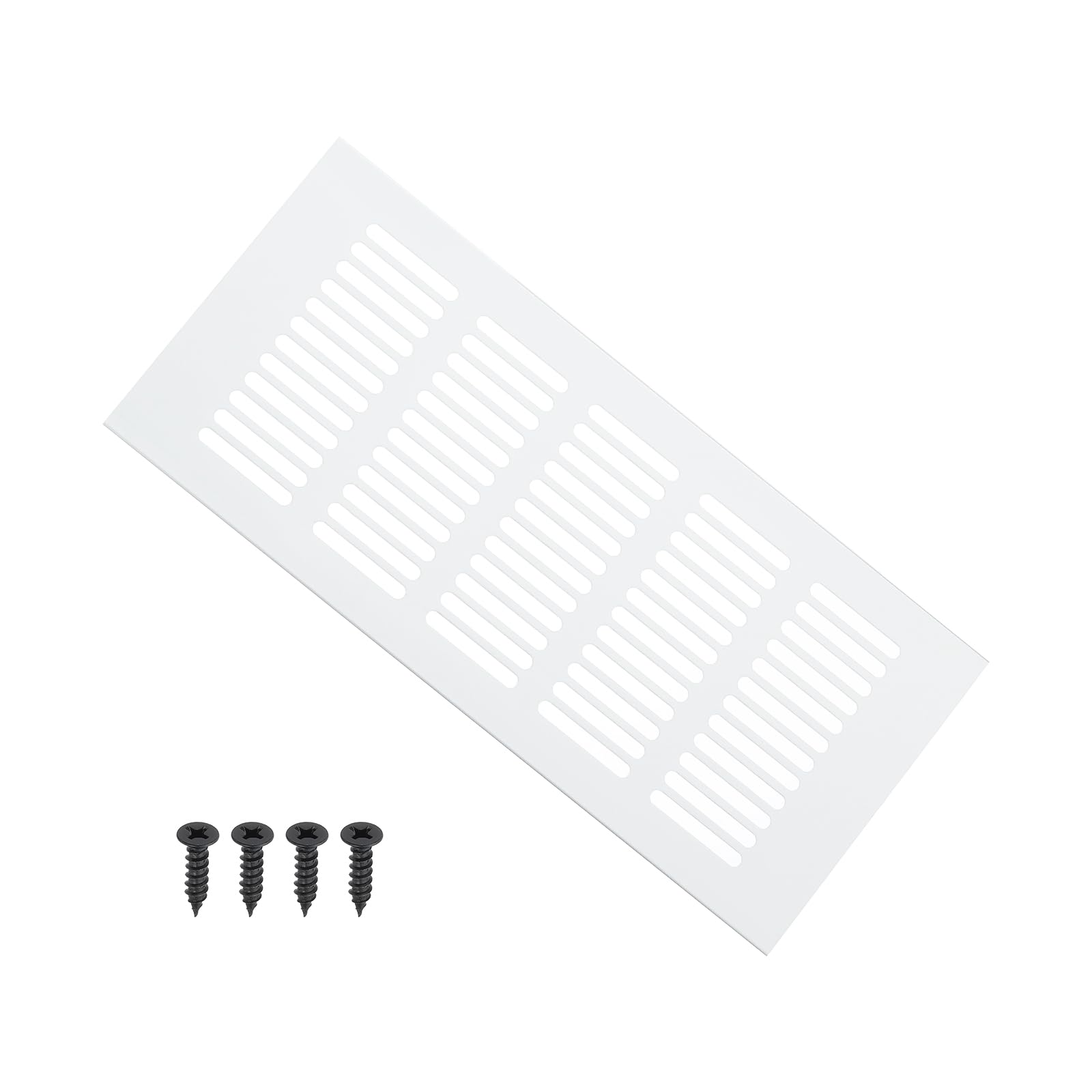 PATIKIL 9 x 4 Inch Door Air Vent Cover, 1 Pcs Heavy Duty Aluminum Grille Ventilation Cover Louvered with Mounting Screws for Cabinet Wardrobe Door, Silver