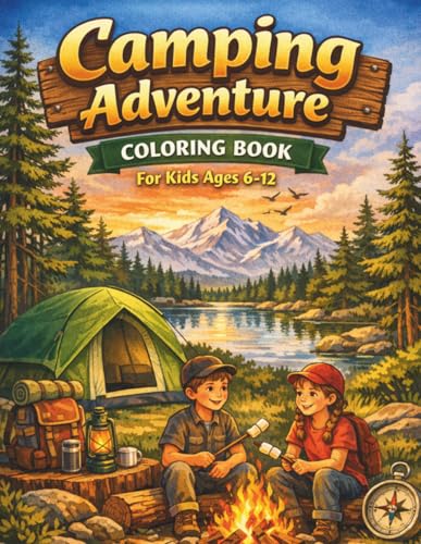 Camping Adventure Coloring Book for Kids Ages 6–12: Realistic Outdoor Scenes, W…