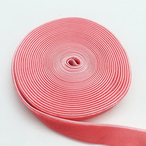 PEPPERLONELY 5 Yards Single Face Velvet Ribbon 16mm (5/8 Inch), Pink