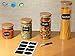 Canister Set of 4 | Glass Jars with Airtight Bamboo Lids | Kitchen Canisters for Food Storage | Ideal as Pasta, Cereal, Coffee, Flour, Sugar Container for Pantry | Bonus 48 Labels and Marker