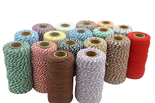 Charmkey Holiday Bakers Twine Spool Cotton Mini Yarn 100yd 12 Ply Divine Strong String for DIY Crafts Gift Wrapping Packing Christmas Decoration, 2mm, 1 Cone, 2.89 Ounce (Striped Pink Golden) - Thumbnail 4