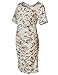 Women's Floral Printed Bodycon Maternity Dress Nursing Short Sleeve Ruched Sides Knee Length Beige Flower S