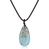COAI Genuine Leather Necklace for Women, Teardrop Pendant Peruvian Turquoise Necklace for Women