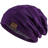Muryobao Thick Winter Beanie Hat - Fleece Lined Slouchy Knit Cap For Women (One Size)